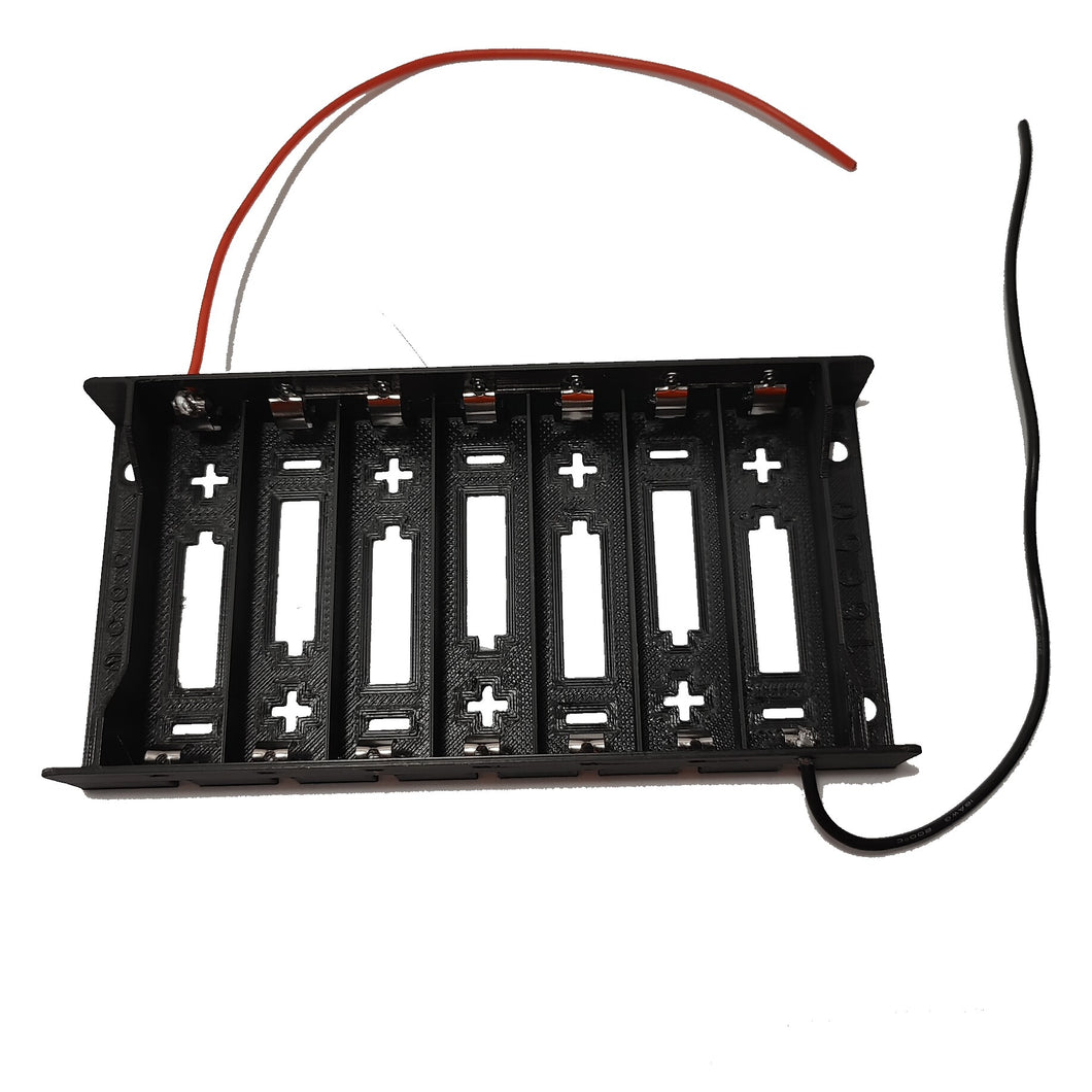 7 Slot 18650 Powerwall Battery Case Holder, 7 Slots in Series x 3.7volts Black Plastic Batteries Case